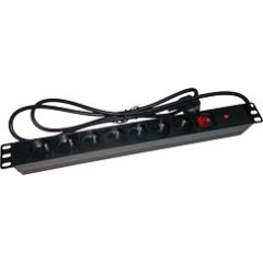 A-lan Alantec Listwa zasilająca 19" 230V - 7 gniazd (typu E - CEE 7/5), z wyłącznikiem LED, z zabezpieczeniem przeciwprzeciążeniowym, kabel 1,8m CEE 7/7 (PZ071U)