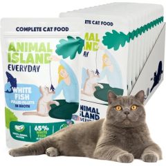 ANIMAL ISLAND Everyday White fish fillets in broth - wet cat food - 12 x 85g