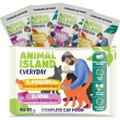 ANIMAL ISLAND Everyday Veal and poultry with liver - wet cat food - 4 x 85g