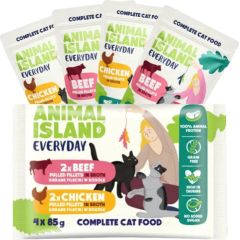 ANIMAL ISLAND Everyday Chicken and Beef fillets in broth - wet cat food - 4 x 85g