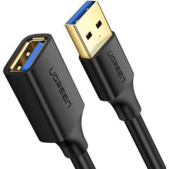 Ugreen kabel przedłużacz przejściówka USB 3.0 (żeński)-USB 3.0 (męski) 1m (czarny) Data USB kabeļi