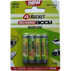 Rocket Precharged HR03 850MAH ALWAYS READY Blistera iepakojumā 4gb. Baterijas un akumulatori