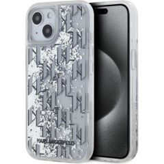 Karl Lagerfeld Apple  Karl Lagerfeld Liquid Glitter Monogram Gradient Case for iPhone 15 White