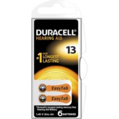 Baterijas Duracell Hearing Aid 13 (A13) 6-paka Bateriju lādētāji