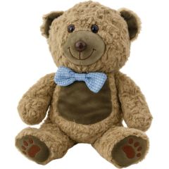 Leantoys Pluszowa Maskotka Przytulanka Miś Niebieska Mucha Jasnobrązowy 30cm LEAN Toys Mīkstās rotaļlietas