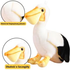 Leantoys Pluszowy Pelikan Ptak Pluszak Maskotka Przytulanka 24cm EDUKAMP Mīkstās rotaļlietas