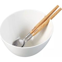 Keramikas salātu bļoda, balta, ar tērauda karošu komplektu ar koka rokturiem, Klausberg, KB 7787 Citi trauki