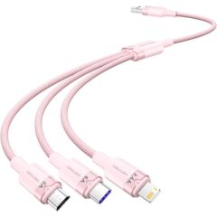 USB 2.0 A to 3-in-1 6A cable Vention CTRPG 1.5M (pink) Data USB kabeļi