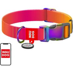 Nylon collar with QR code for Waudog gradient dog, orange , size XL Citas preces
