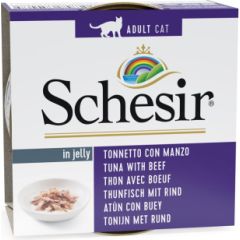 Agras Pet Foods SCHESIR Tuna with beef in jelly - wet cat food - 85g Kaķu konservi