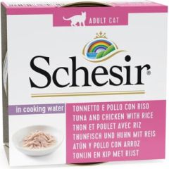 Agras Pet Foods SCHESIR in cooking water Tuna with chicken and rice - wet cat food - 85 g Kaķu konservi