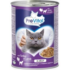 PREVITAL Cat Food with lamb and turkey in jelly - wet food for cats - 415g