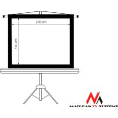 Maclean Projection Screen with Tripod Stand 200x150 MC-595 na stojaku 100 "4: 3 Projektoru ekrāni uz statīva