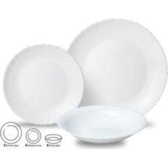 Stikla šķīvji, 18 gab. komplekts (vakariņām, desertam, zupai), opāls, balts, KINGHoff, KH 1875 Citi trauki