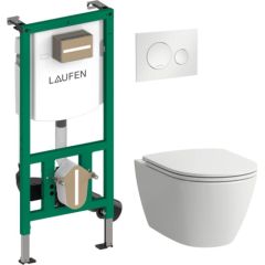 Laufen komplekts-pods ar QR/SC vāku Fiora rimless, rāmis Ineo, taustiņš MoonDance, balts/balts