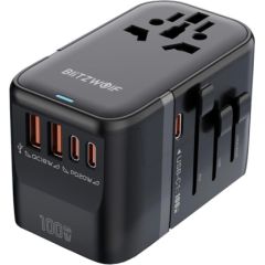 Blitzwolf BW-TA2 5-in-1 Travel Adapter 2xUSB PD + 2xC QC + C GaN 100W Adapteri