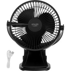 Adler Rechargeable Clip-on Desk Fan AD 7342 Table Fan Black Diameter 15.5 cm Number of speeds 3 Oscillation 5 W Ventilatori