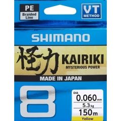 Pīta aukla Shimano Kairiki 8 150m, dzeltena, 0.100mm/6.5kg