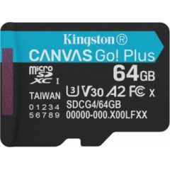 Atmiņas karte Kingston  Canvas Go Plus G4 MicroSDXC 64GB Atmiņas kartes micro SD SDHC