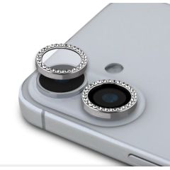 Guess Apple  iPhone 16/16 Plus Fixed Glliter Protective Lens Silver Ekrānu aizsardzība