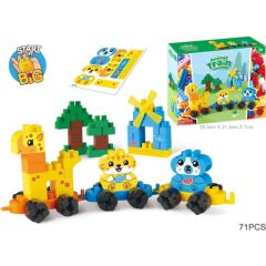 Leantoys Zestaw Dużych Klocków Kolejka Zwierząt Mašīnas un piederumi