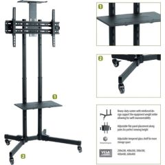 Sunne Floor stand S112 multifunctional Mobile TV cart Tilt 37-70 " Black TV un monitoru stiprinājumi, kronšteini