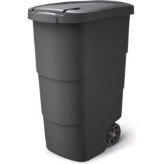 Prosperplast Atkritumu konteiners ar vāku un riteņiem 90L, antracīts Atkritumu tvertnes