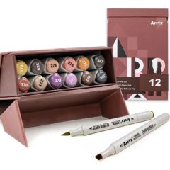 Двусторонние маркеры ARRTX Oros, 12 цветов, оттенок землистый Mаркеры