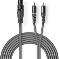 Kabelis Nedis XLR F - 2x RCA M 1.5m Dažādi vadi