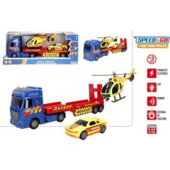 Speed & Go Auto treilers City Resque ar mašīnu un helikopteri (gaisma, skaņa) 59 cm CB39051 Mašīnas un piederumi