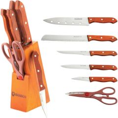 MAESTRO MR 1401 Nažu komplekts ar koka statīvu. 7gab Naži