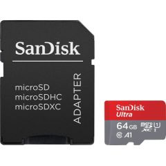 SanDisk Ultra MicroSDXC 64 GB Class 10 UHS-I/U1 A1  (SDSQUAB-064G-GN6TA) Atmiņas kartes micro SD SDHC