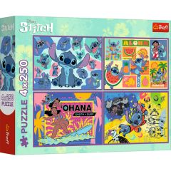 TREFL DISNEY STITCH Pužļu komplekts 4x250 gab. Puzles