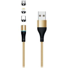 Setty USB magnētiskais kabelis 2m 2A zelta krāsā Data USB kabeļi
