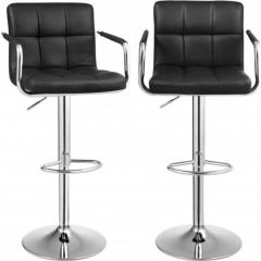 Songmics Zestaw 2 hokerów barowych z podłokietnikami elastyczne imitacja skóry czarne 38x44,5x115cm Кухонные стулья