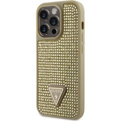 Guess Rhinestones Triangle Metal Logo Case Aizsargapvalks priekš Apple iPhone 15 Pro Neoriģinālie Maciņi