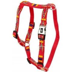 Zolux Szelki dla psa, wz�r etniczny, ta�ma polipropylenowa, 25mm/70-90cm czerwone Citas preces