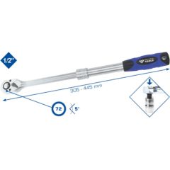 telescopic ratchet reversible 1/2´´, 305-445mm, Brilliant Tools Muciņas 