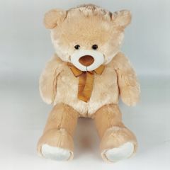 Madej Maskotka Miś pluszowy z kokardką 70 cm beżowy Mīkstās rotaļlietas