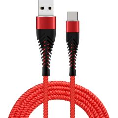 Fusion Fishbone USB-A uz USB-C kabelis 30W | 3A | 1,5m sarkans Data USB kabeļi