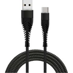 Fusion Fishbone USB-A uz USB-C kabelis 30W | 3A | 1,5m melns Data USB kabeļi