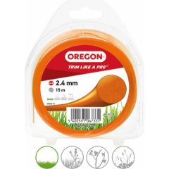 Trimmera aukla, apaļa, oranža, 2,4 mm, 15 m, OREGON Piederumi dārza tehnikai