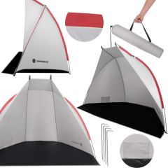 Springos Tūristu telts 220x120x120 cm pludmales telts ar pārsegu, pelēkmelna sieta Jaunumi -Dārzam