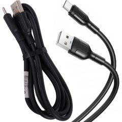 Fusion universālais uzlādes kabelis no USB-A uz TYPE-C | 1,4 m | 2,1 A | melns Data USB kabeļi