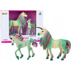 Figurka LeanToys Figurki Kolekcjonerskie Jednorożec z Małym Zielony 2 El Figūriņas un varoņi