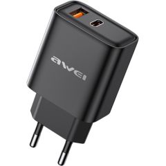 Сетевая зарядка Awei PD81-EU 22.5W USB-A/USB-C черная Зарядные устройства
