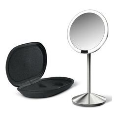 Simplehuman Sensor s LED osvětlením, 10x zvětšení - Cestovní dobíjecí kosmetické zrcátko Nerez ocel Smaržas - NESAKĀRTOTS