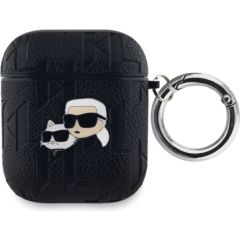 Karl Lagerfeld -  Karl Lagerfeld PU Embossed Karl and Choupette Heads Case for AirPods 1/2 Black Чехлы - альтернативные