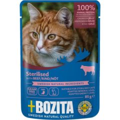 BOZITA sterilised beef jellied pieces - wet cat food - 85g Консервы кошек
