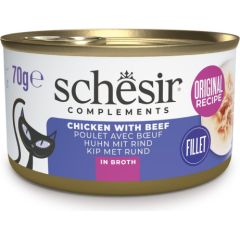 Agras Pet Foods SCHESIR Chicken with beef in broth - wet cat food - 70g Kaķu konservi